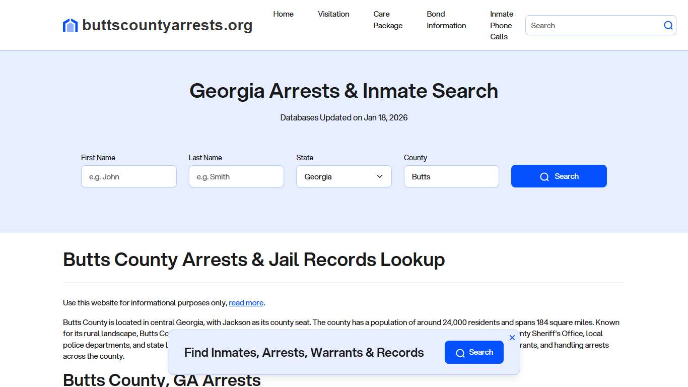 Butts County, GA Arrests, Warrants, Police Records Search